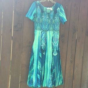 Turquoise & aqua tie dyed cotton dress size M